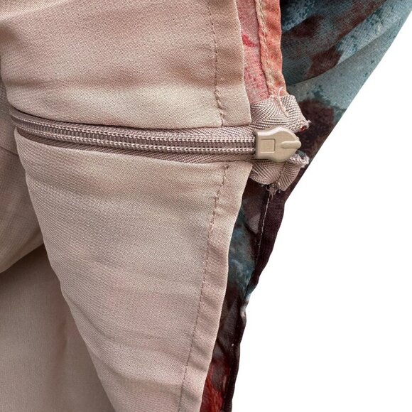 Evan-Picone Womens Red Floral Ruffle V-Neck Short Sleeve Lightweight Blouse 12P - Picture 6 of 8